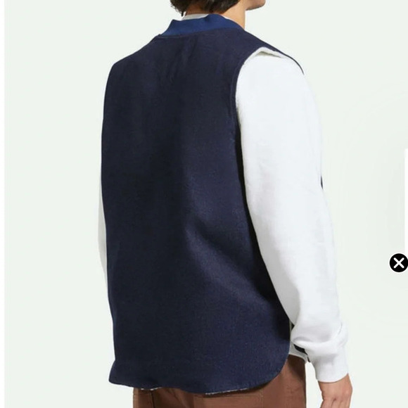 Brixton Builders Abraham Reversible Vest Rinse Blue Denim/Sherpa Size Medium - Picture 3 of 16